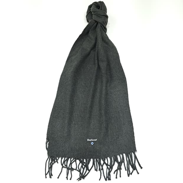 MX474 바버 아크릴 자수 로고 다크그레이 머플러 목도리