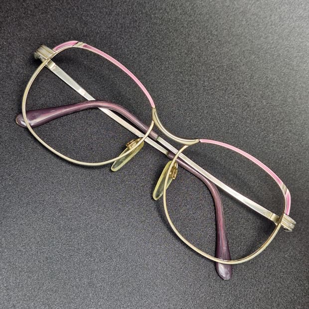 90s 일본 빈티지 메탈 엠보싱 퍼플 브로우 디자인 안경테/수입 패션