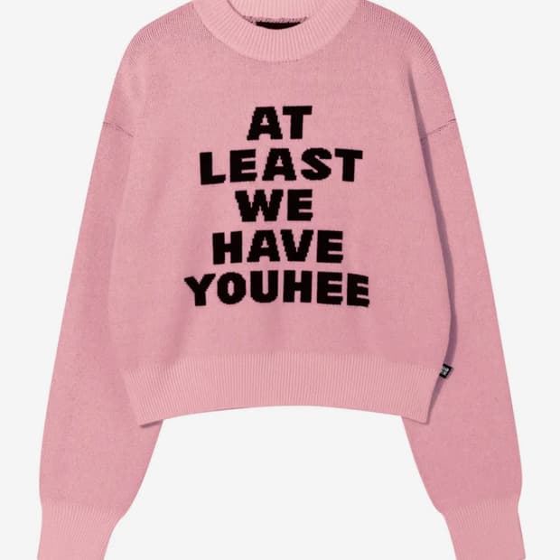 YOUHEE LETTERING PULLOVER KNIT PINK