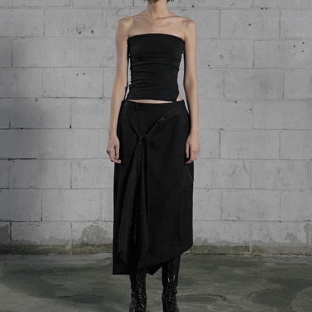 보헴서울 보헤미안서울 언발란스 드레이프 스커트 블랙 