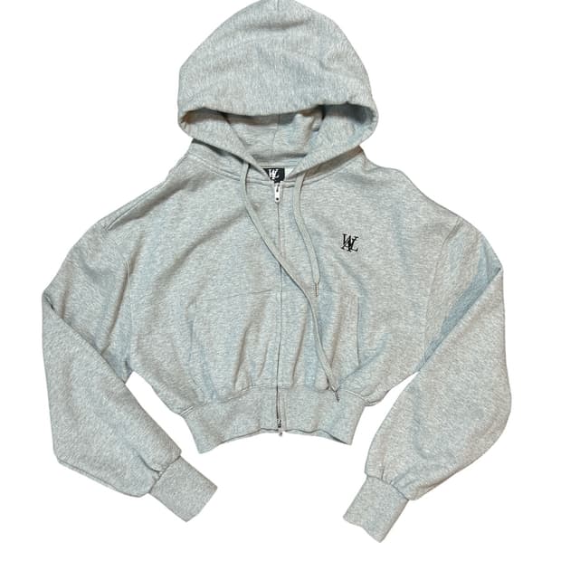 우알롱 크롭 후드집업