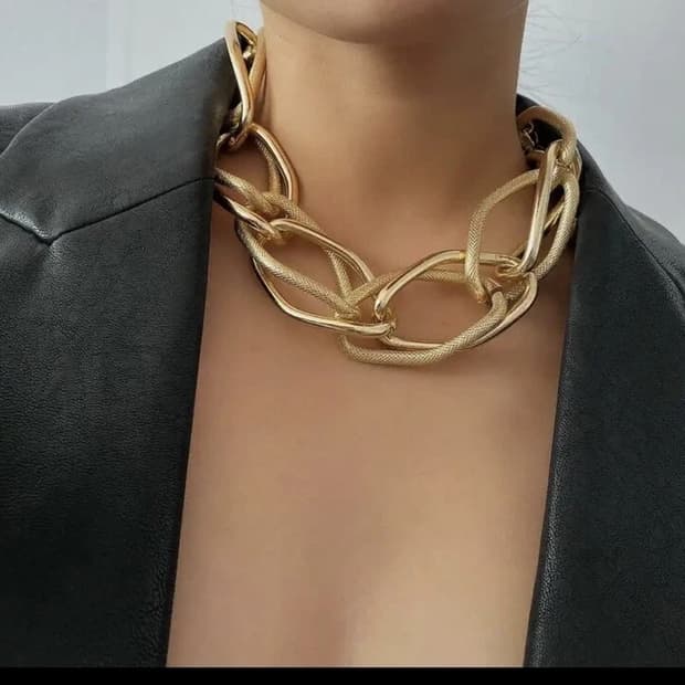 빈티지)보헤미안 앤틱 라지 y2k 자라h&m깔 볼드 커브체인 골드 목걸이