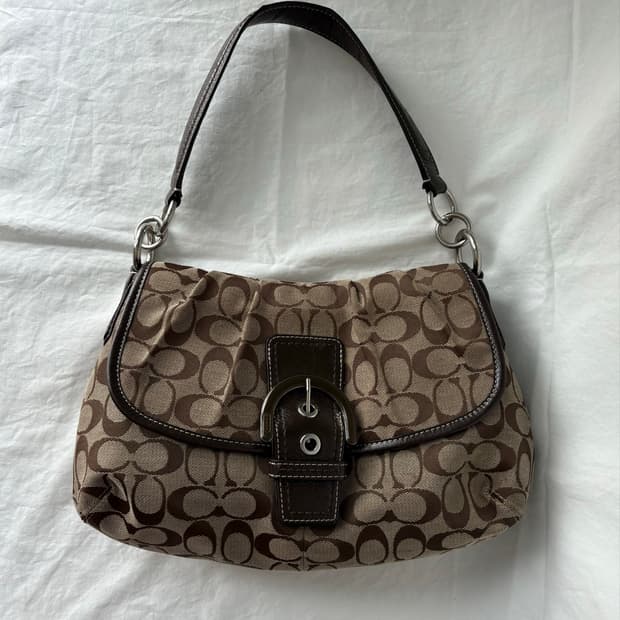Coach brown pattern hobo bag