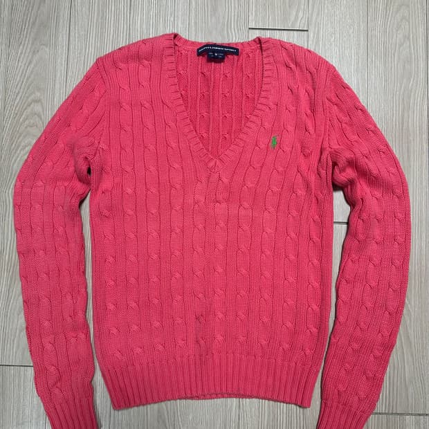 폴로 랄프로렌 꽈배기 브이넥 니트