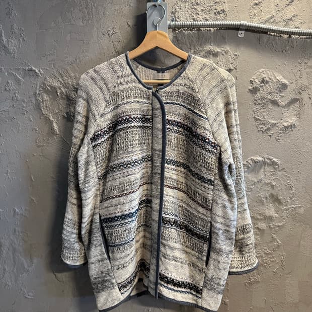 타임 TIME 포스트모던 패턴 니트 자켓 그레이 F