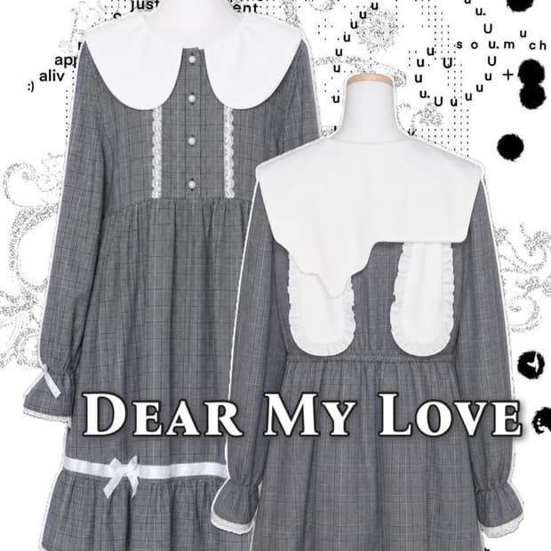 dear my love디마럽 히메갸루 로리타 세일러카라 체크 프릴 원피스