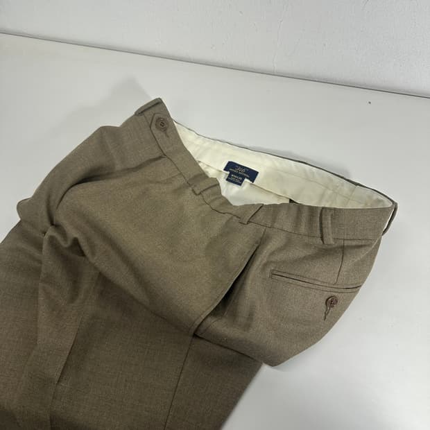 XL 34-36 브룩스브라더스 카키브라운 테이퍼드핏 원턱 울슬랙스
