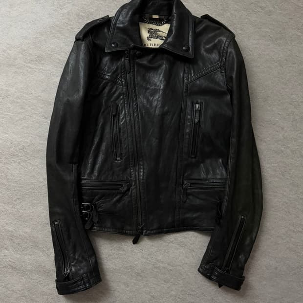 버버리 체크패턴 램스킨 자켓