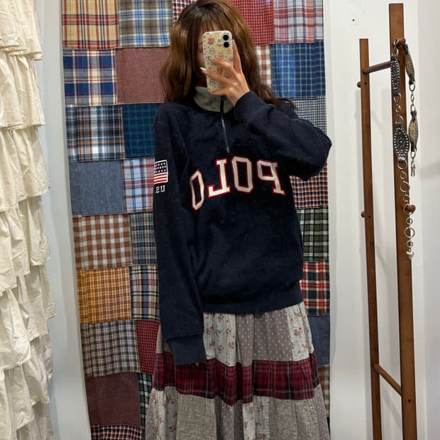 폴로 스펠아웃 성조기 후리스