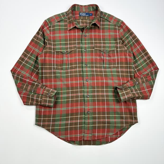 폴로 랄프로렌 클래식 웨스턴 플란넬 체크셔츠 L