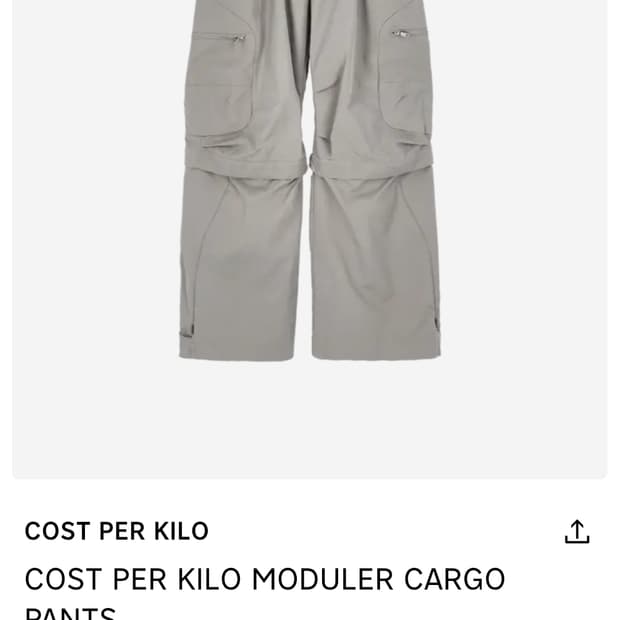 (구매) 코스트퍼킬로 모듈러카고팬츠 그레이 L 구매합니다
