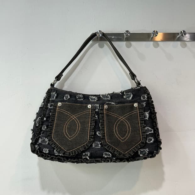 데님 그런지 포켓 숄더백