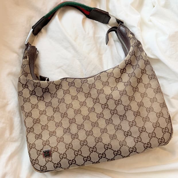 Rare) Gucci GG캔버스X레더셰리 호보백