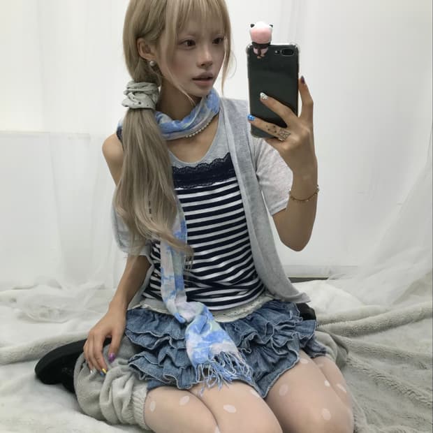 𝜗𝜚데님 스트라이프 러블리 코디 set 𝜗𝜚
