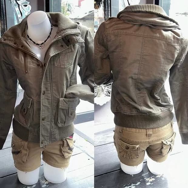 빈티지 카키 봄버 자켓 점퍼 갸루 y2k 후루이 피조물