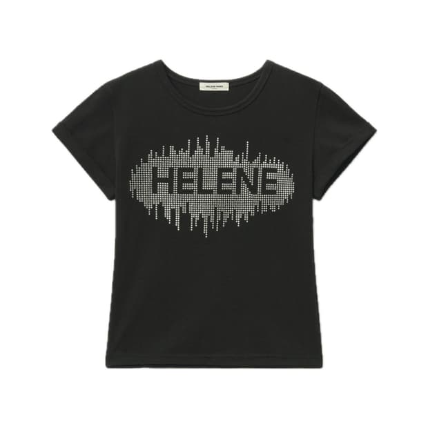 헬레네파리스 스터드 아플리케 하프 티셔츠 블랙