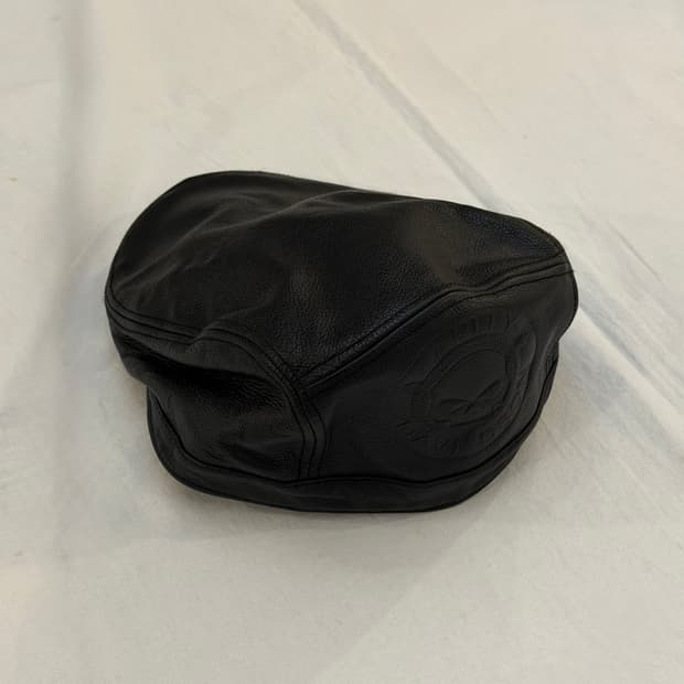 할리데이비슨 카우하이드 스컬 가죽 베레모 헌팅캡 블랙