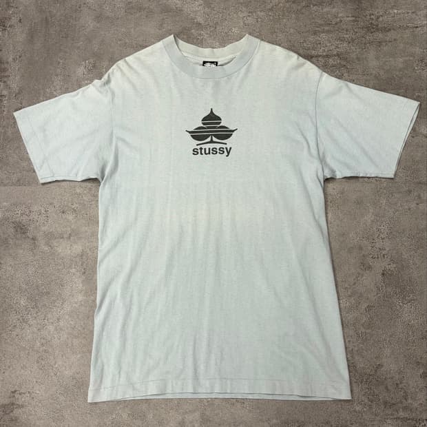 90s STUSSY Pagoda Logo Tee Mint XL