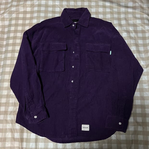 로얄라이프 코듀로이 퍼플 셔츠 2 긴필 코듀로이 보라 와이셔츠 오버핏