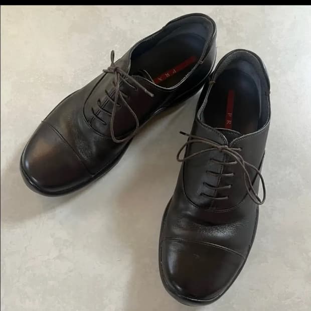 [265] Prada sports brown derby shoes