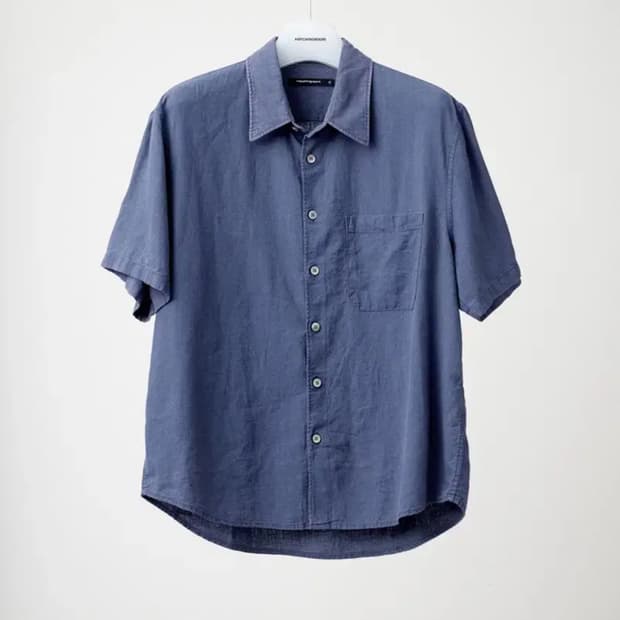 해칭룸 애로우 셔츠 반팔 블루 색상 4사이즈