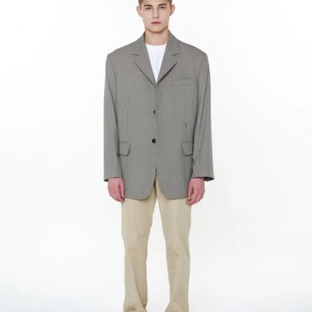 stu 그린체크 블레이저L