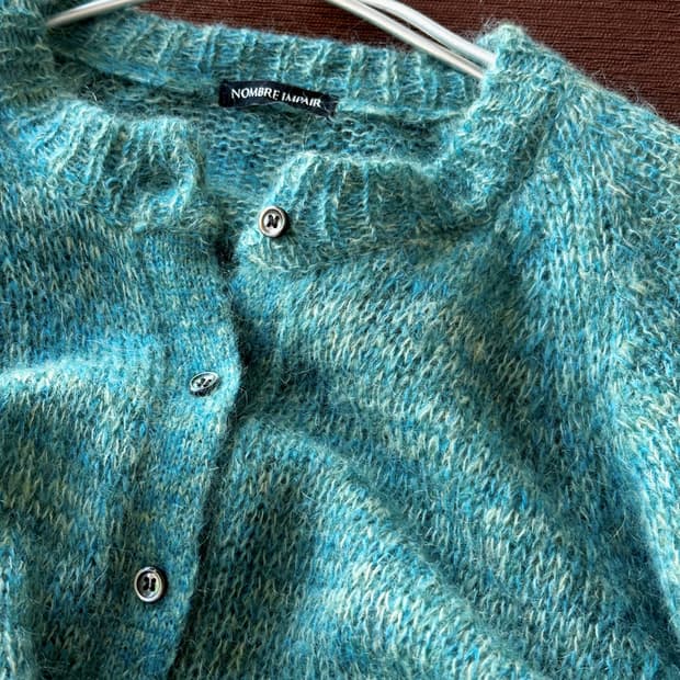 Mohair wool pattern design knit cardigan