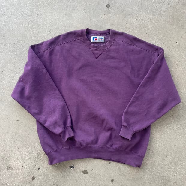 빈티지  러셀 애슬레틱 하이코튼 스웻셔츠 퍼플 made in usa