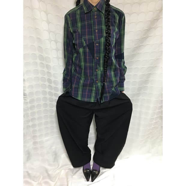 vivienne westwood man체크 비대칭 패치워크 셔츠