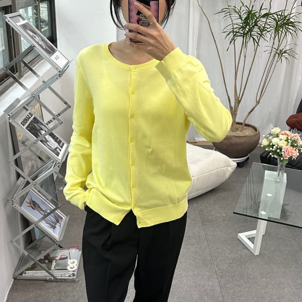 유니클로 옐로우 가디건