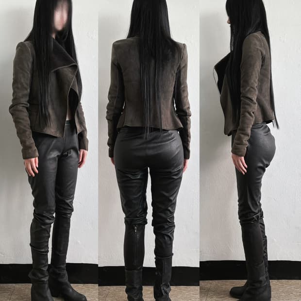 릭오웬스 13FW olmar&mirta 무스탕 드레이프 바이커자켓