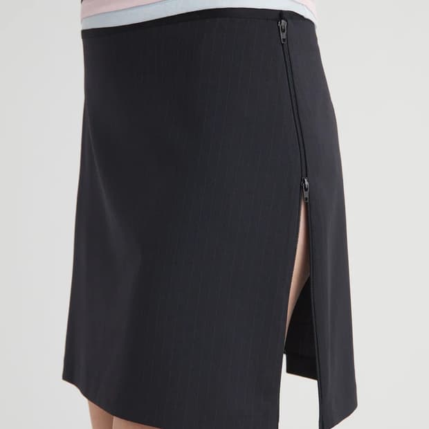 [36,38]팔로마울 Lumieti 핀 스트라이프 스커트/다크 그레이