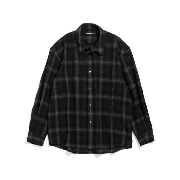 해칭룸 클래식 셔츠 거즈 울 체크 다크 네이비