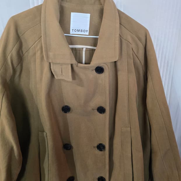 톰보이 더블 브레스트 코트 카멜