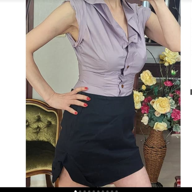 비비안웨스트우드 네이비 언밸런스 미니 스컷 국내택