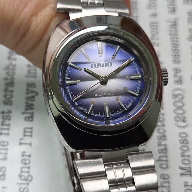 레어] 빈티지 라도 블루퍼플 입체판 잉카블록 수동 메커니컬 여성용
