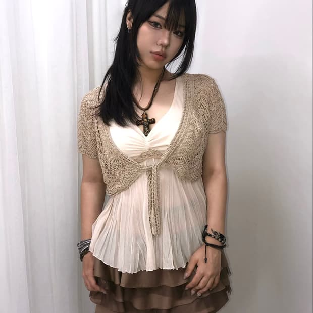 beaded top & gold glitter mesh cardigan