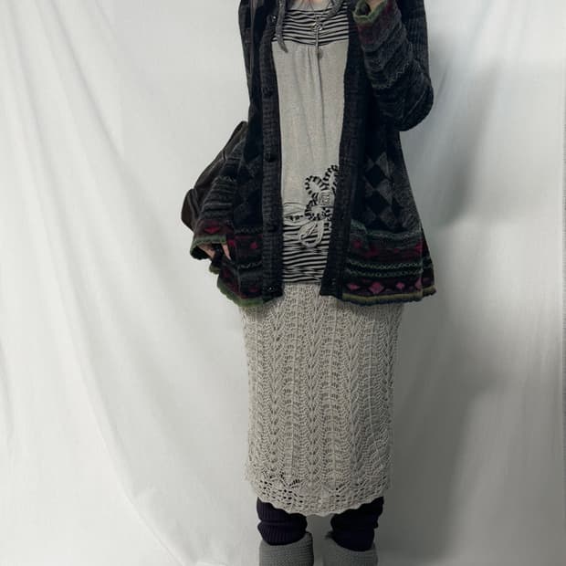 크로셰 니티드 스커트