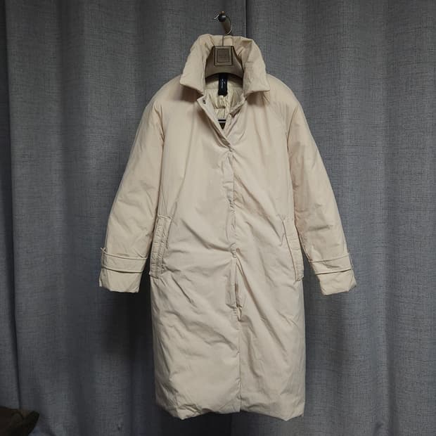 55 ) 여성 거위털 롱패딩 코트 크림색