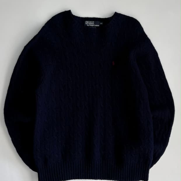 [105] 폴로 랄프로렌 셰틀랜드 울 네이비 크루넥 니트 스웨터