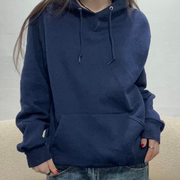 90s RUSSELL 네이비 베이직 후드 스웻셔츠 RUSSELL 