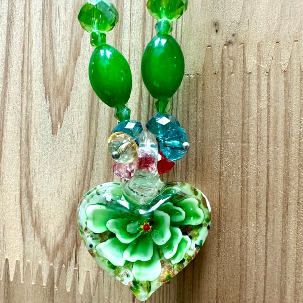Art glass heart necklace