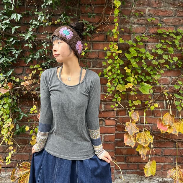 소매 패턴 포인트 롱슬리브