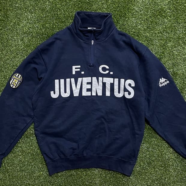 90s 유벤투스 트레니닝 유니폼 반집업 스웻셔츠 