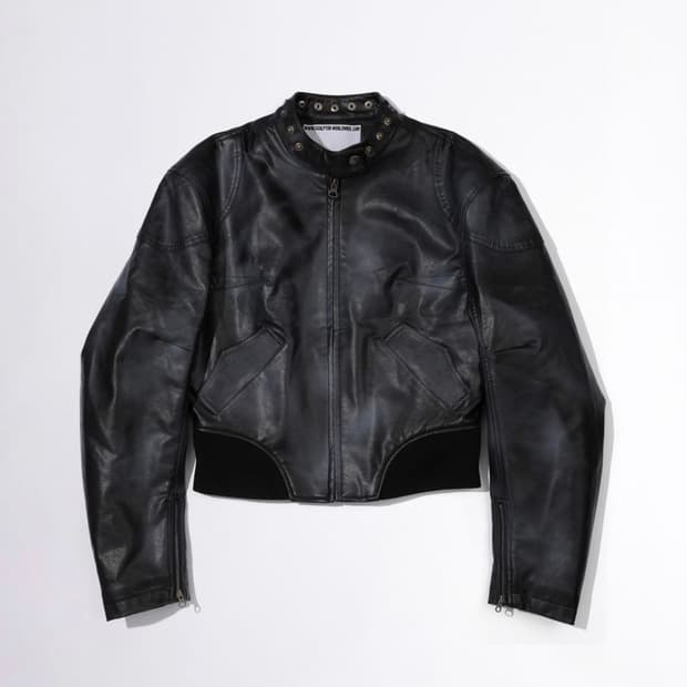 Emboss Faux Leather Bomber Black