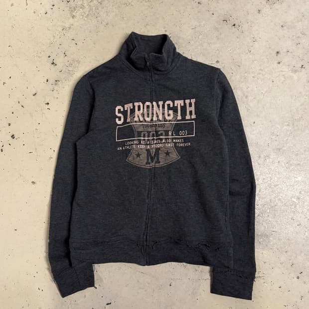 printing detail high-neck zip-up