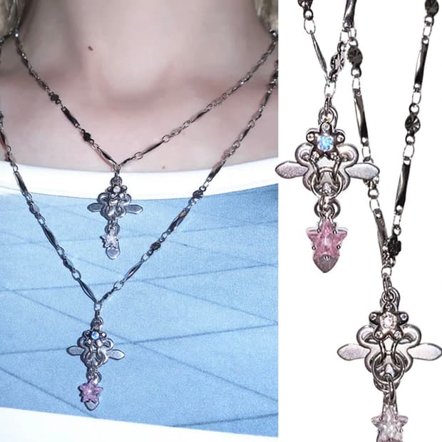 플라워 체인 큐빅 목걸이 chain necklace