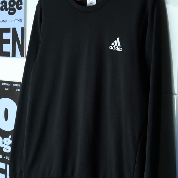 (XL-2XL) 아디다스 맨투맨 티셔츠 블랙 스트릿 스몰로고-H31100