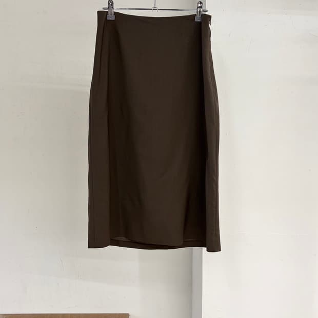 질샌더 브라운 혼방 미디 스커트