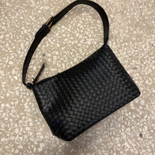 Vintage Woven Black Shoulder Bag